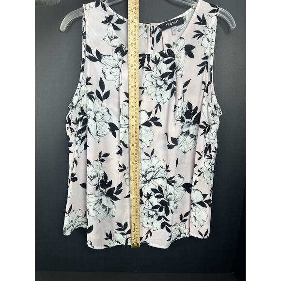Nine West Women Black Pink White Dressy Tank Top Sleeveless Blouse Large 12/14 - Picture 5 of 12
